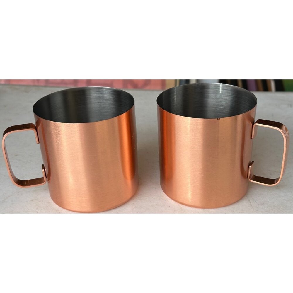 Set of 2 Our Table Stainless Steel Brushed Copper Design 18 oz. Moscow Mule Mugs
